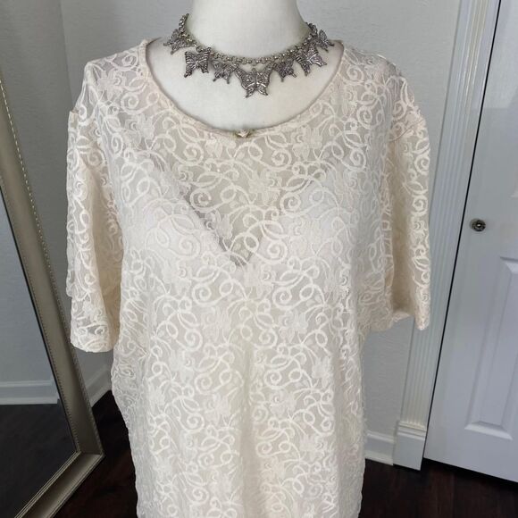 Pastille Whimsical Coquette Fairy Sheer White Cream Lace Blouse Top One Size - Picture 4 of 7